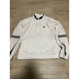 Adidas ClimaLite Track Jacket White Black Stripes Athletic Sportswear Women‎ M